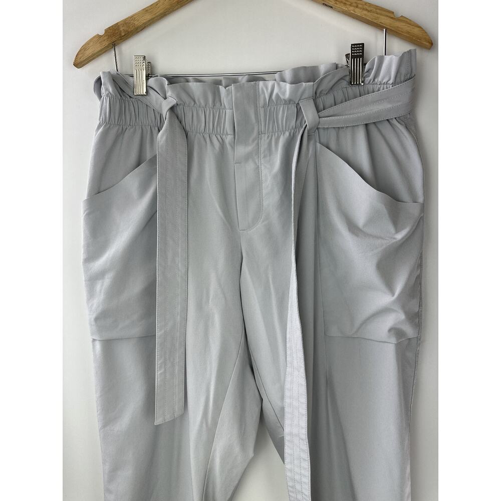 Athleta Skyline Pants Light Gray Tie Waist Athleisure Travel Lifestyle Size 12 - Picture 3 of 11